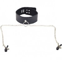 Collar with Nipple Clamps Black